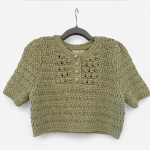 Caroline Constas Green Crochet Top